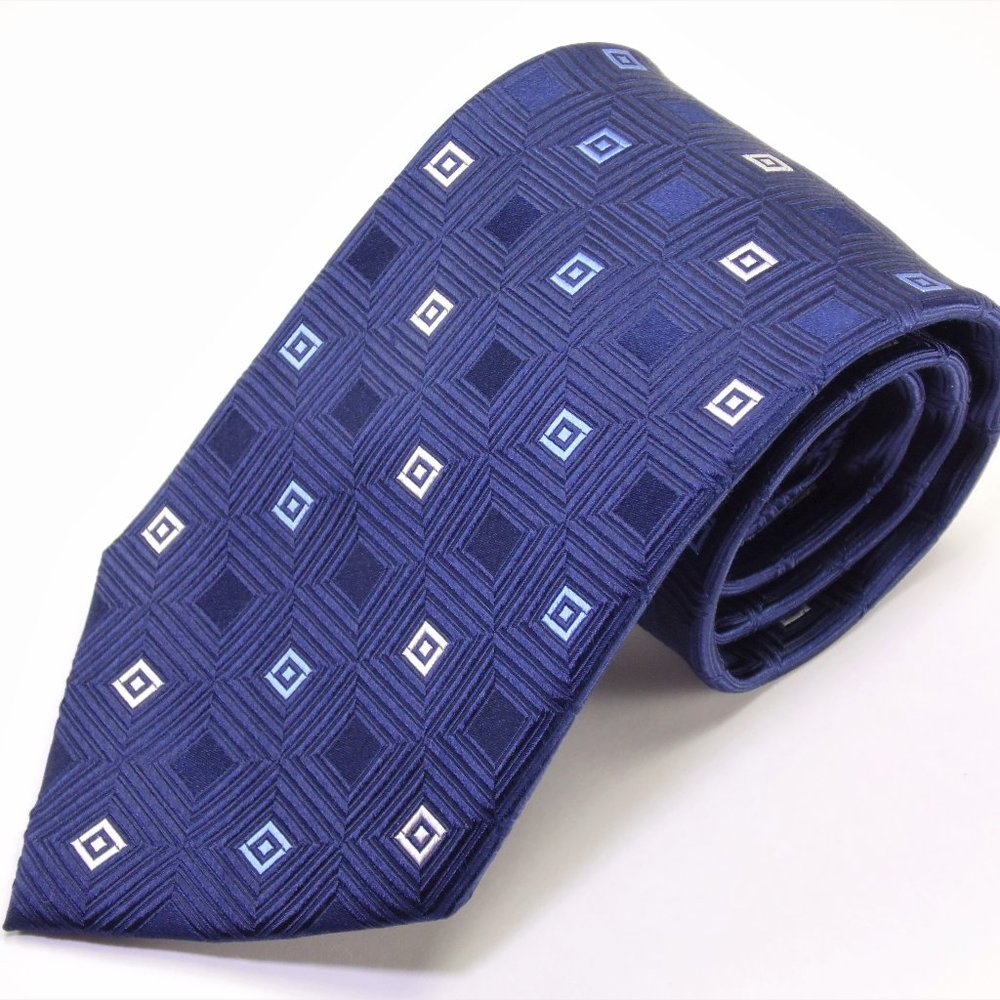 Michael Kors Blue Geometric 100% Silk Necktie